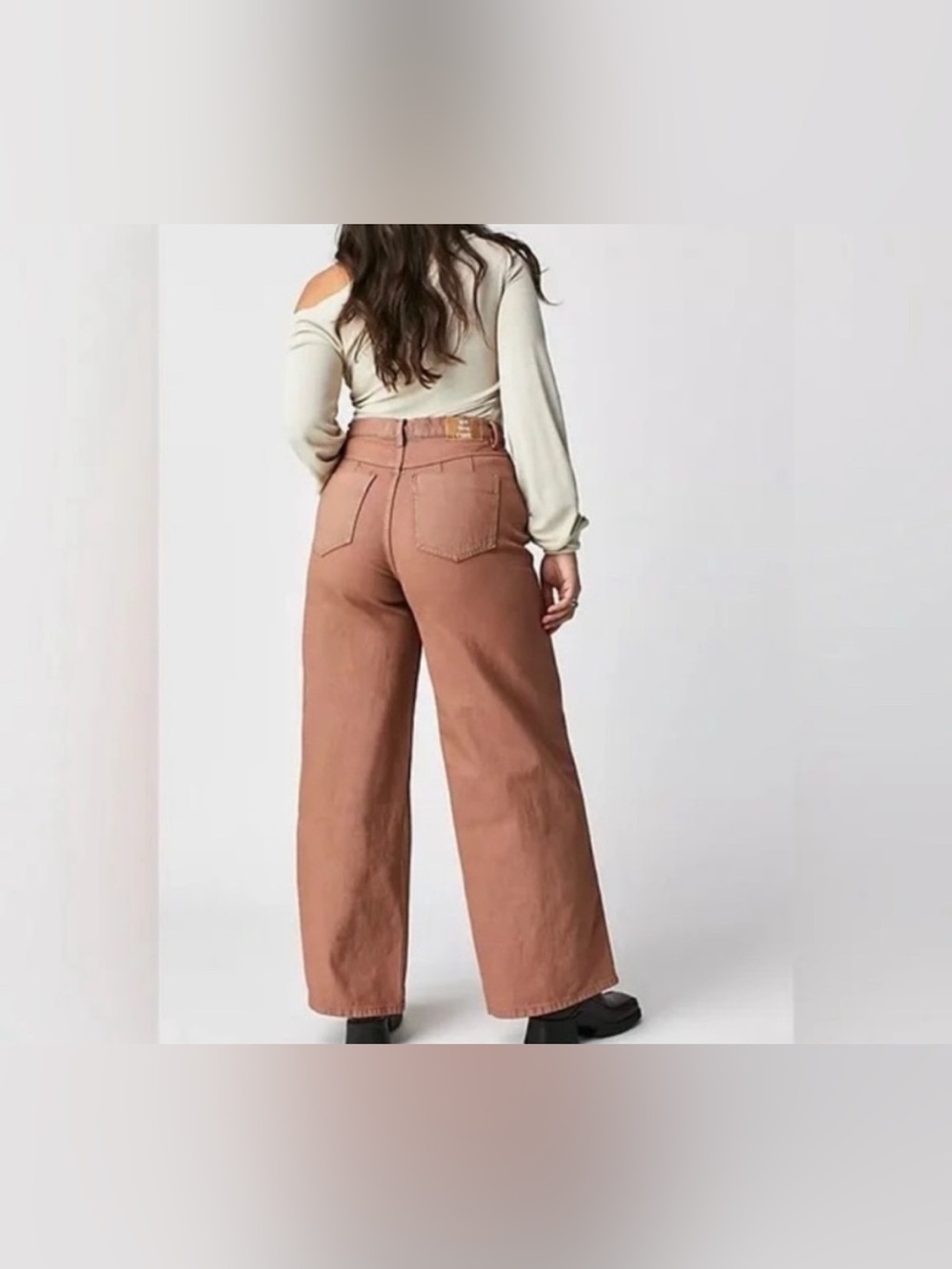 NWOT Free People We The Free CRVY Gia Wide-Leg Jeans - sand dune mauve - 27 - Picture 8 of 12